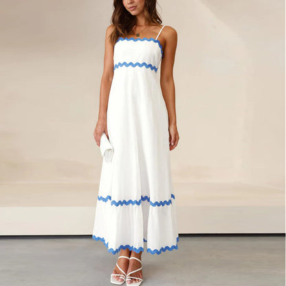 Women Summer 2024 Spaghetti Straps Boho Flowy Loose Midi Dress