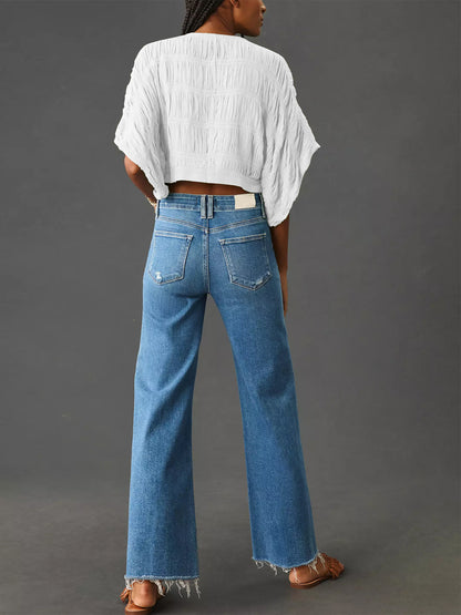 KUNMI Jeans for Women Wide Leg Baggy High Waist Boyfriends Straight Leg Stretchy Denim Pants Trendy Fall 2024