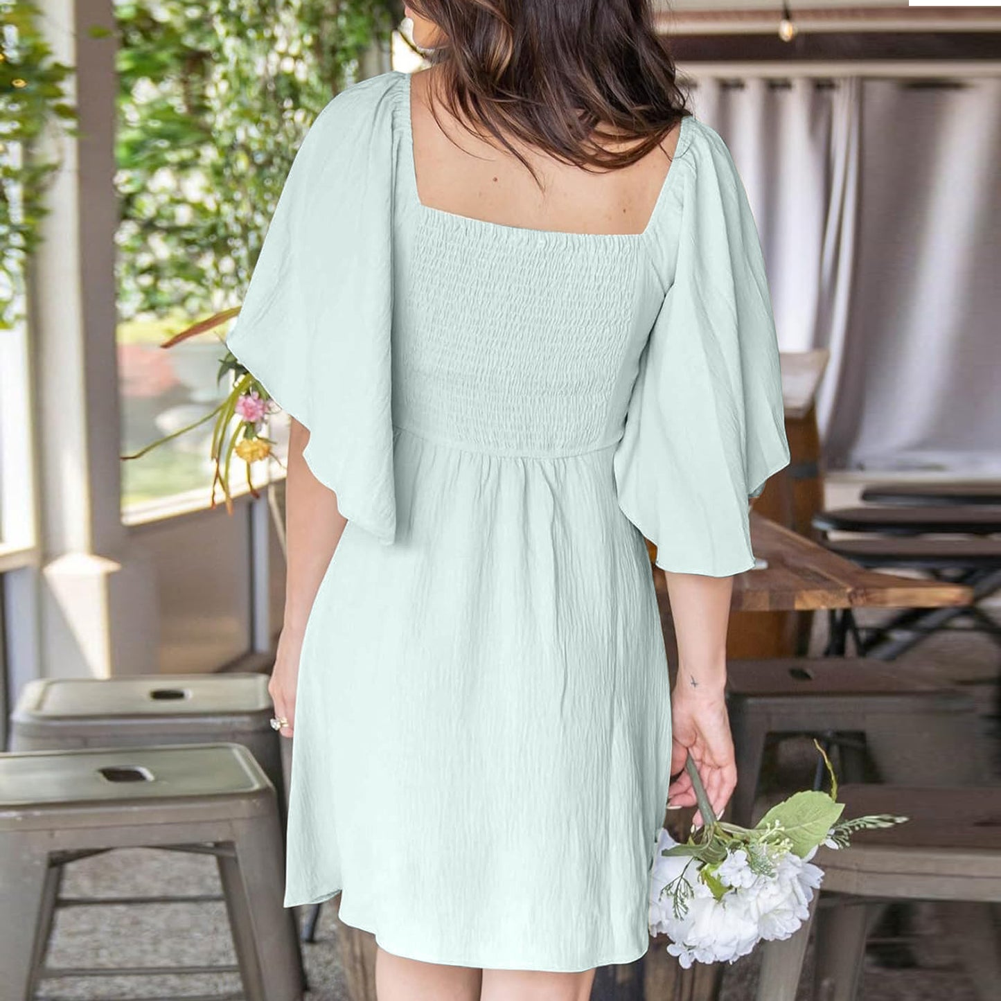 Womens 2024 Spring Summer Deep V Neck Mini Dress