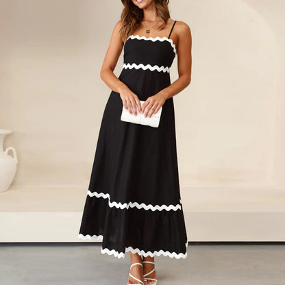 Women Summer 2024 Spaghetti Straps Boho Flowy Loose Midi Dress