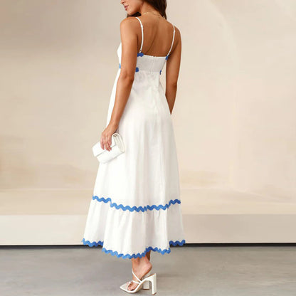 Women Summer 2024 Spaghetti Straps Boho Flowy Loose Midi Dress