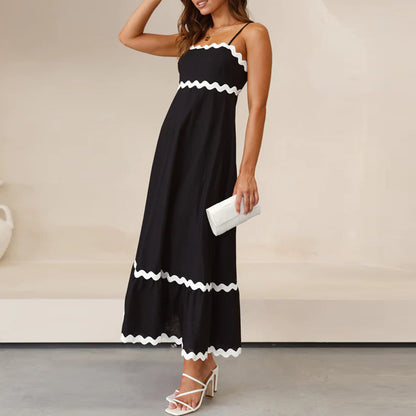 Women Summer 2024 Spaghetti Straps Boho Flowy Loose Midi Dress