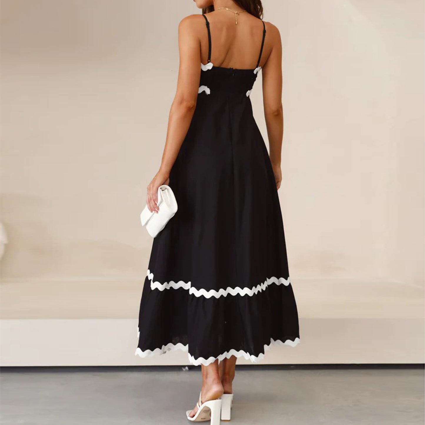 Women Summer 2024 Spaghetti Straps Boho Flowy Loose Midi Dress