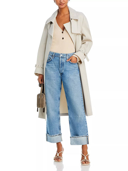 KUNMI Jeans for Women Wide Leg Baggy High Waist Boyfriends Straight Leg Stretchy Denim Pants Trendy Fall 2024