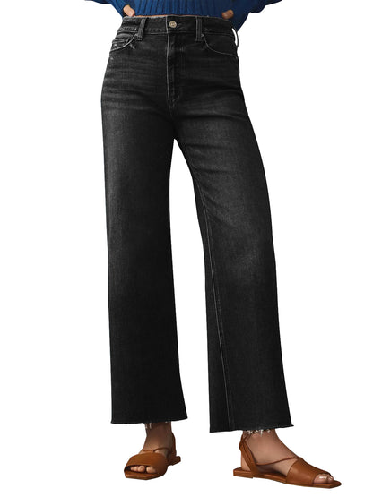 KUNMI Jeans for Women Wide Leg Baggy High Waist Boyfriends Straight Leg Stretchy Denim Pants Trendy Fall 2024