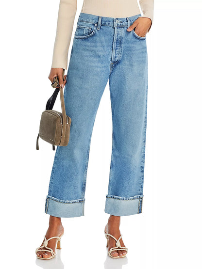 KUNMI Jeans for Women Wide Leg Baggy High Waist Boyfriends Straight Leg Stretchy Denim Pants Trendy Fall 2024