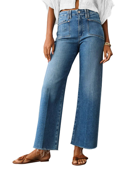 KUNMI Jeans for Women Wide Leg Baggy High Waist Boyfriends Straight Leg Stretchy Denim Pants Trendy Fall 2024