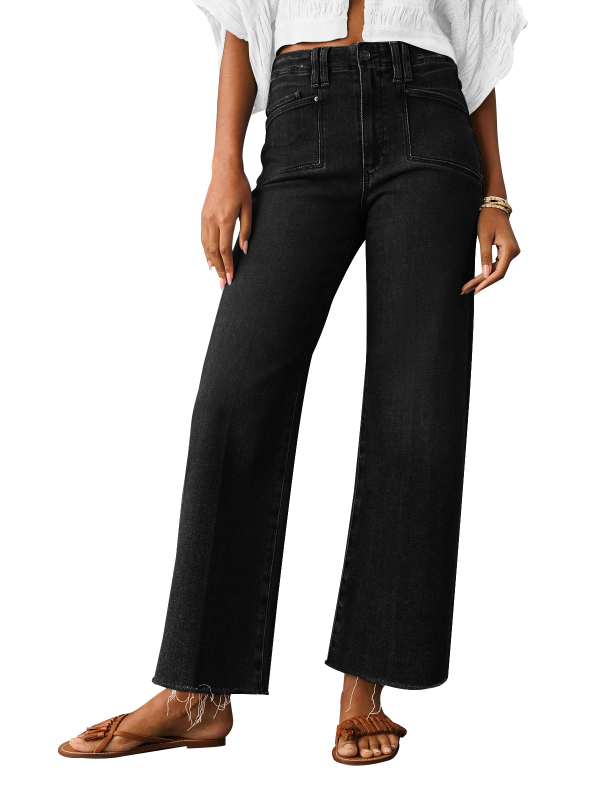 KUNMI Jeans for Women Wide Leg Baggy High Waist Boyfriends Straight Leg Stretchy Denim Pants Trendy Fall 2024
