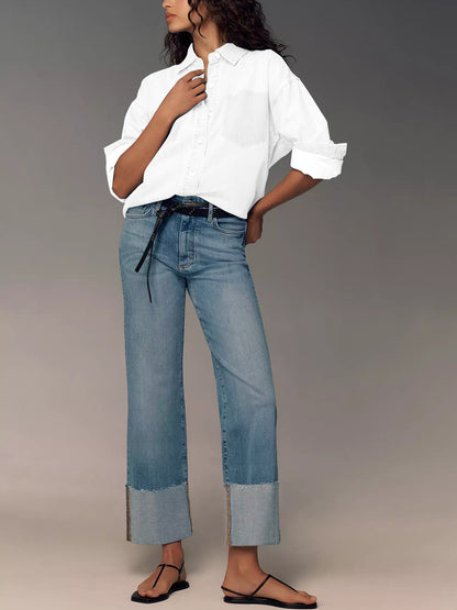 KUNMI Jeans for Women Wide Leg Baggy High Waist Boyfriends Straight Leg Stretchy Denim Pants Trendy Fall 2024