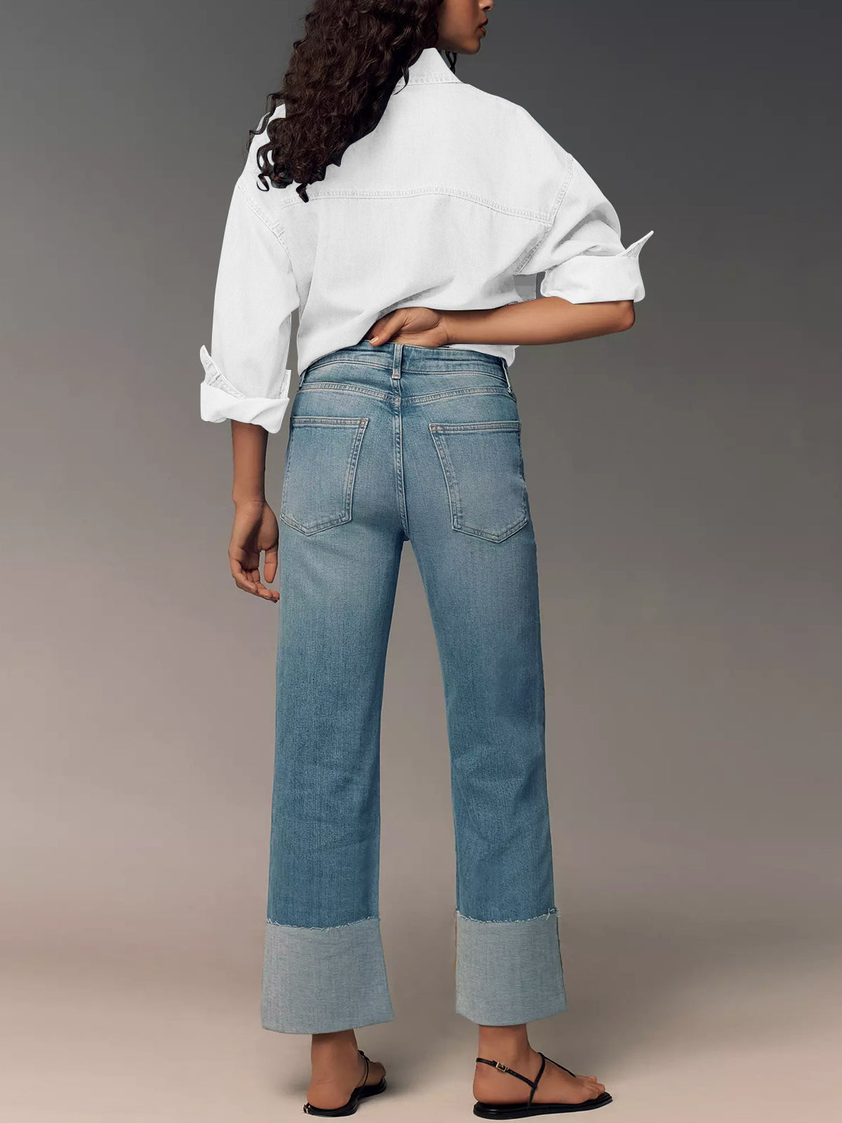 KUNMI Jeans for Women Wide Leg Baggy High Waist Boyfriends Straight Leg Stretchy Denim Pants Trendy Fall 2024