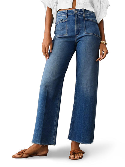 KUNMI Jeans for Women Wide Leg Baggy High Waist Boyfriends Straight Leg Stretchy Denim Pants Trendy Fall 2024