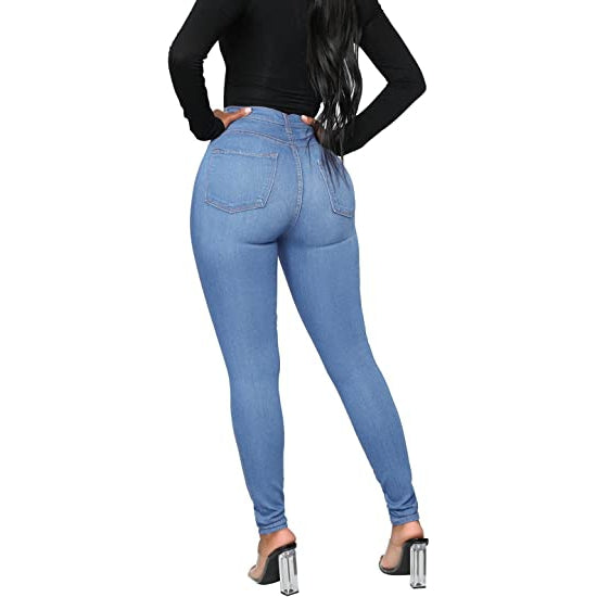 KUNMI Womens Classic High Waisted Skinny Stretch Butt Lifting Jeans Slim  Fit Denim Pants Blue